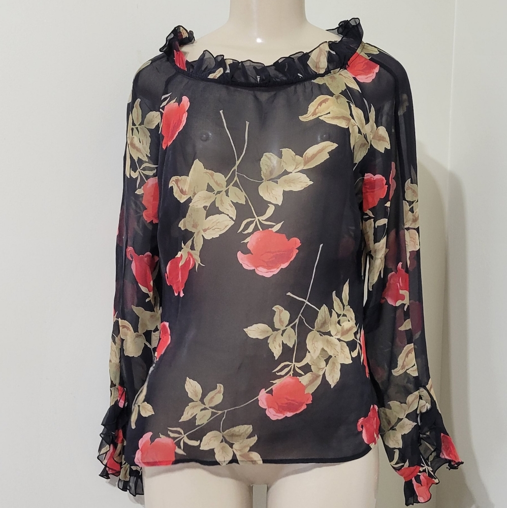 The limited silk sheer floral blouse